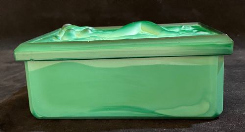 fig 1. Art Deco Malachite Glass box and Cover by Heinrich Hoffman