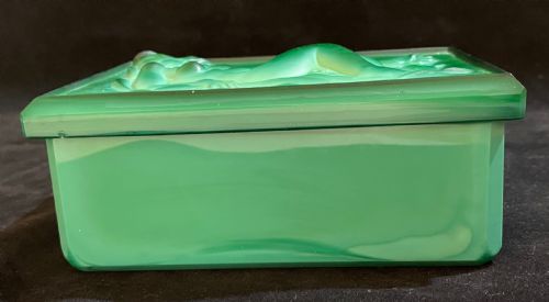 fig 2. Art Deco Malachite Glass box and Cover by Heinrich Hoffman