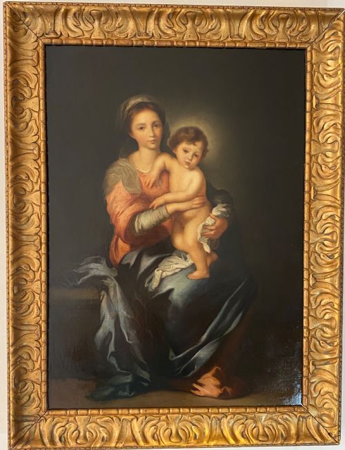 Italian 19th Century Oil on Canvas of Madonna Col Bambino