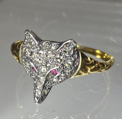 Victorian Fox Mask Diamond Ring