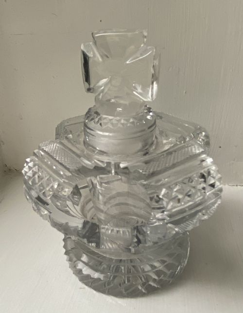 Regency Coronation Crystal Glass Crown Scent Bottle, Ca 1820