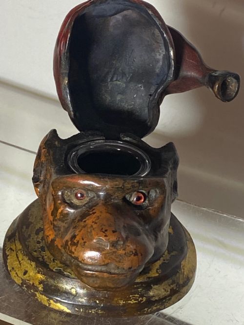 fig 1. Cold Painted Bronze Monkey Inkwell