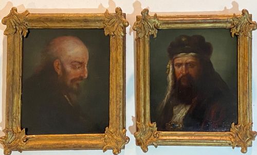 After Rembrandt, a Pair of Early 18th Century Oil Portraits