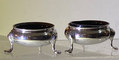 Pair of George II Silver Salts with Glass Liners. London 1748