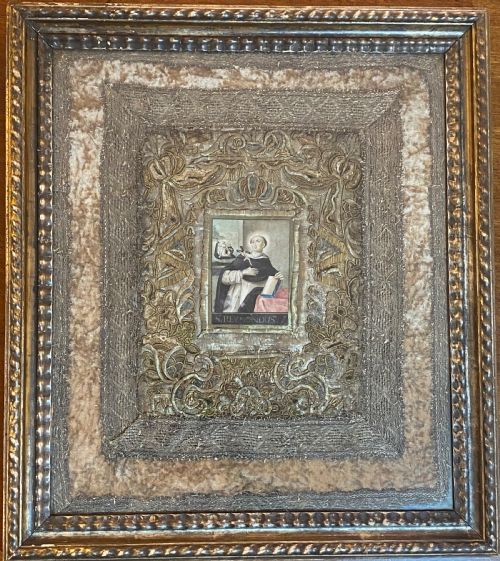 18th Century Stumpwork Art. Religious Artefact Depicting Saint Raymond Nonnatus.