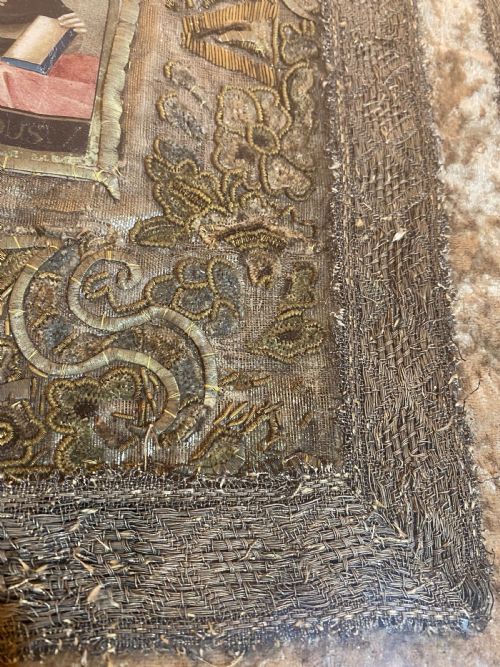 fig 2. 18th Century Stumpwork Art. Religious Artefact depicting Saint Raymond Nonnatus.