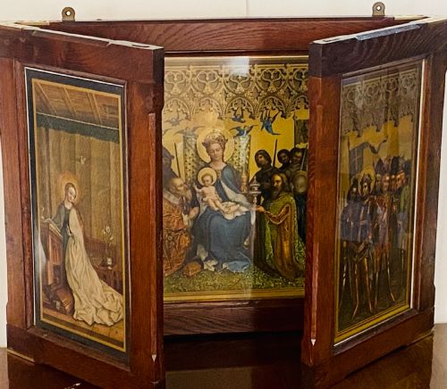 Religious Tryptic in Oak Frame