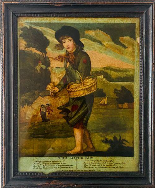 Georgian Reverse Painting  on Glass "The Match Boy"