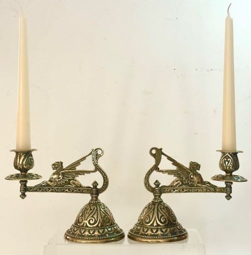 Pair of 19th Century Grand Tour Brass Candlesticks