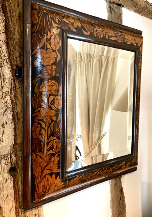 William and Mary Walnut and Marquetry-inlaid Cushion Mirror