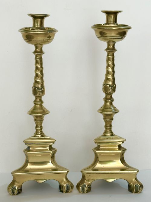 Pair of Ecclesiastical Brass Candlesticks
