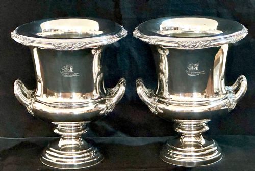 Pair of 19th Century Silver Plated Wine Coolers