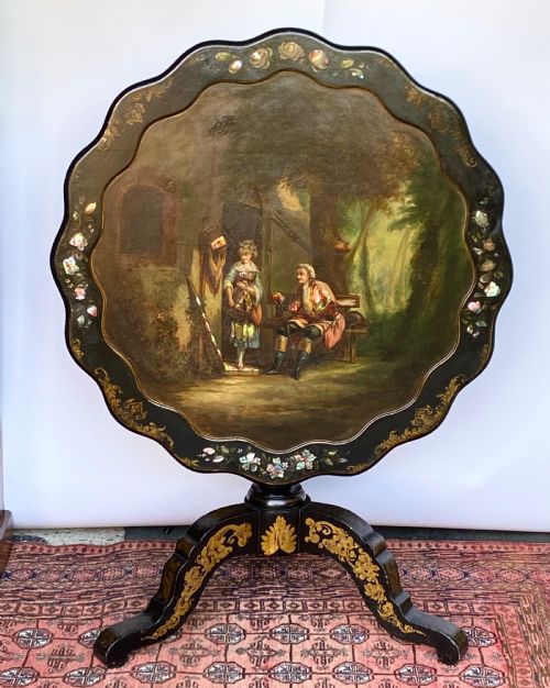 Polychrome Painted Tripod Tilt-top Table