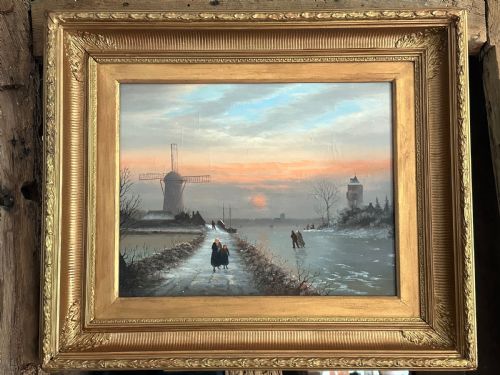 fig 1. Dutch Winter Scene Oil on Canvas