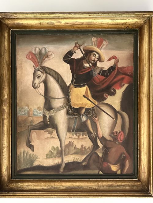 19th century cuzco school oil on canvas of saint martin of tours - CATEGORY: ANTIQUE ART - DATED 19TH CENTURY