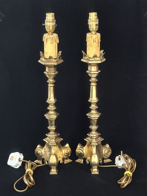 Pair of Brass Ecclesiastical Lamp Bases