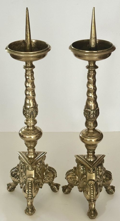 Pair of Early 19th Century Brass Altar Sticks