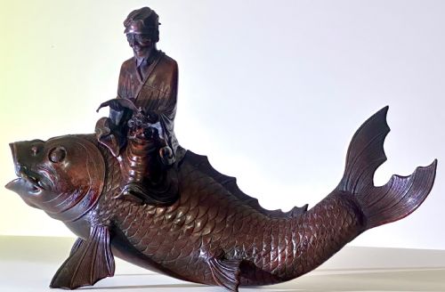 Bronze Japanese Koro in the Form of a Carp