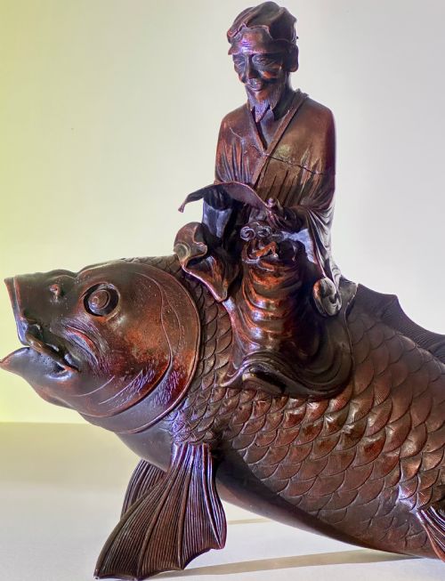 fig 1. Bronze Japanese Koro in the form of a Carp