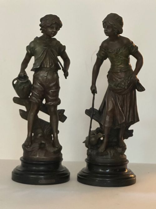 fig 1. Pair of French Spelter Figures after Auguste Moreau (1834-1917)