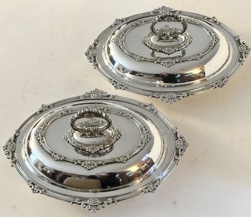 A Pair of Oval Sheffield Plate Entree Dishes