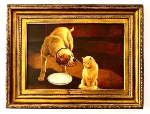Oil on Canvas of "The Intruder" Late 19th Century