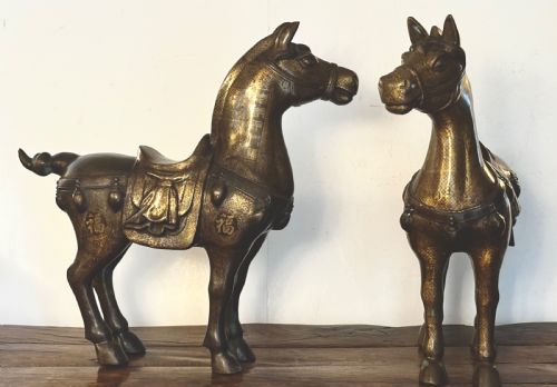 PAIR OF LARGE CHINESE BRONZE HORSES - ADDITIONAL PHOTO 14