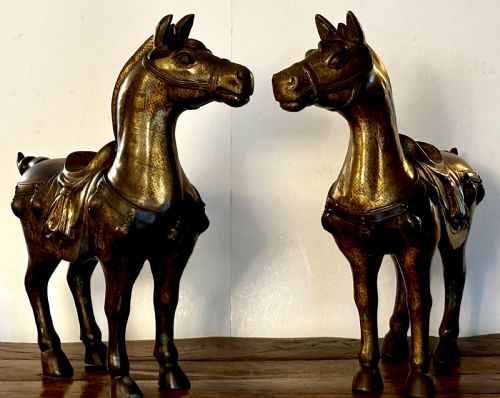 PAIR OF LARGE CHINESE BRONZE HORSES - ADDITIONAL PHOTO 2