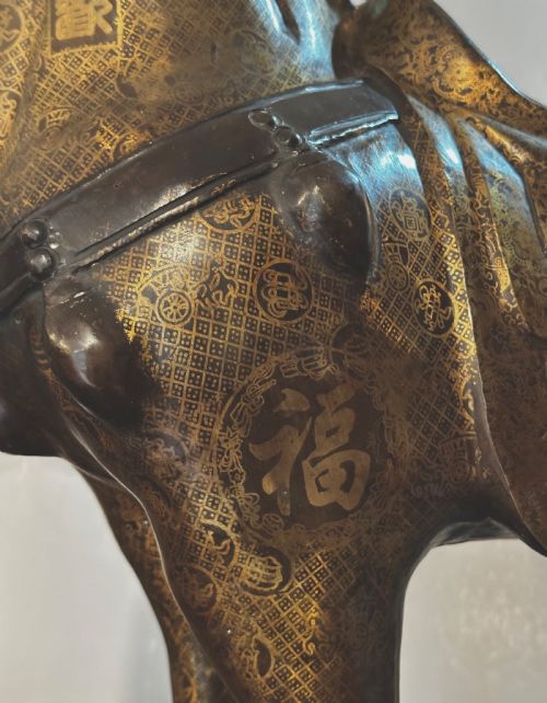 PAIR OF LARGE CHINESE BRONZE HORSES - ADDITIONAL PHOTO 11