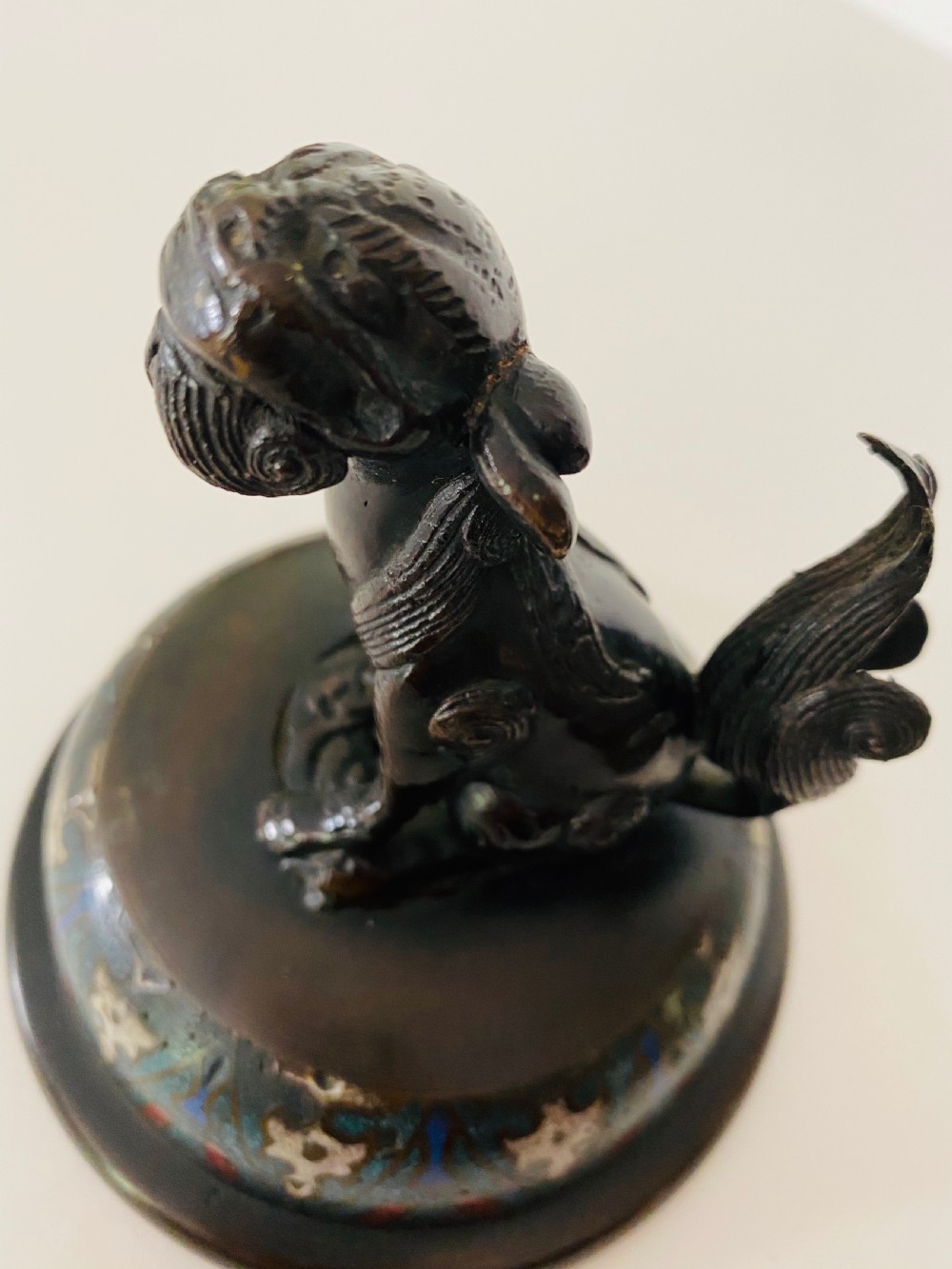 Chinese Bronze and Cloisonné 19th Century Koro and Cover View IV