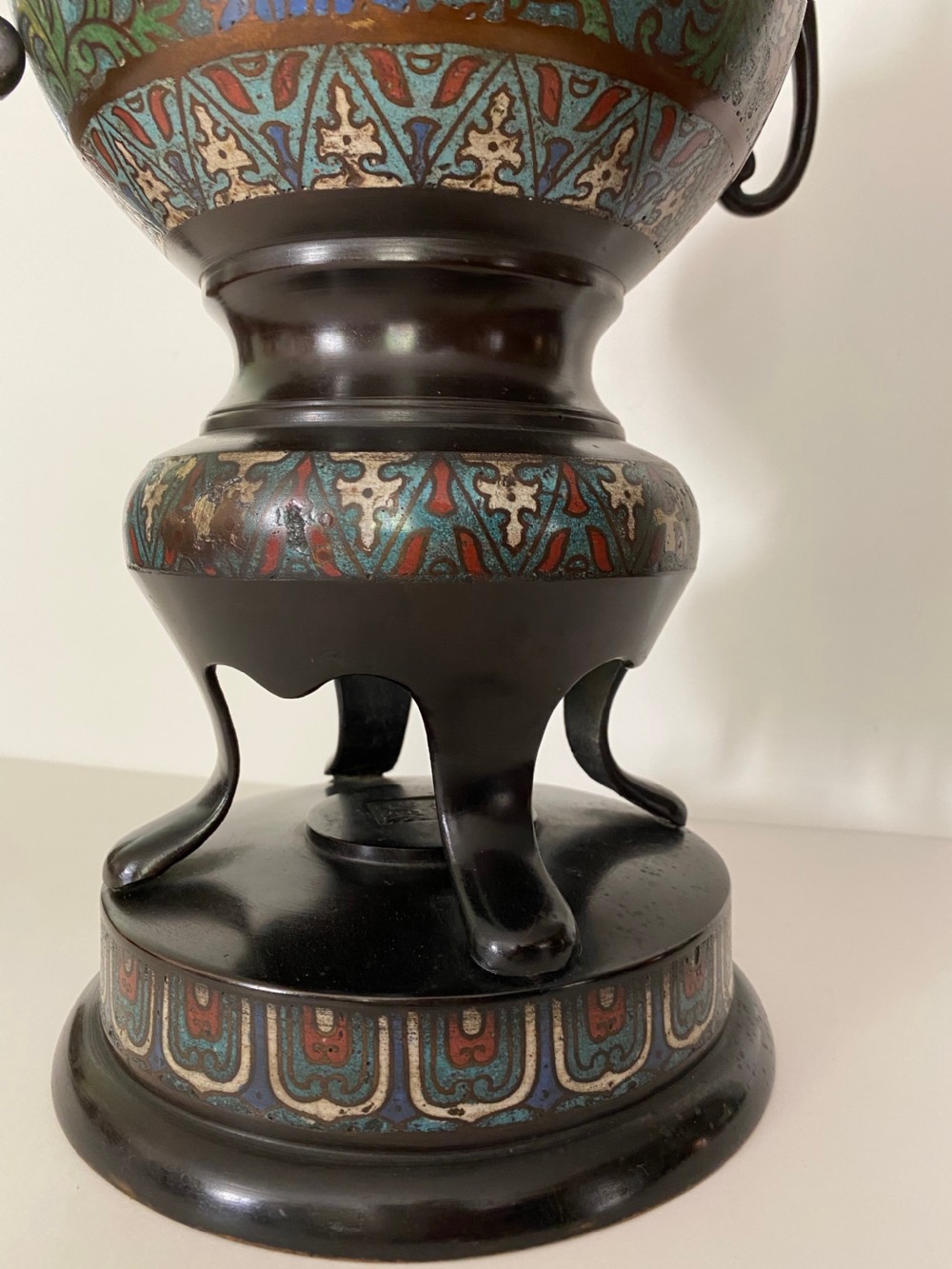 Chinese Bronze and Cloisonné 19th Century Koro and Cover View V