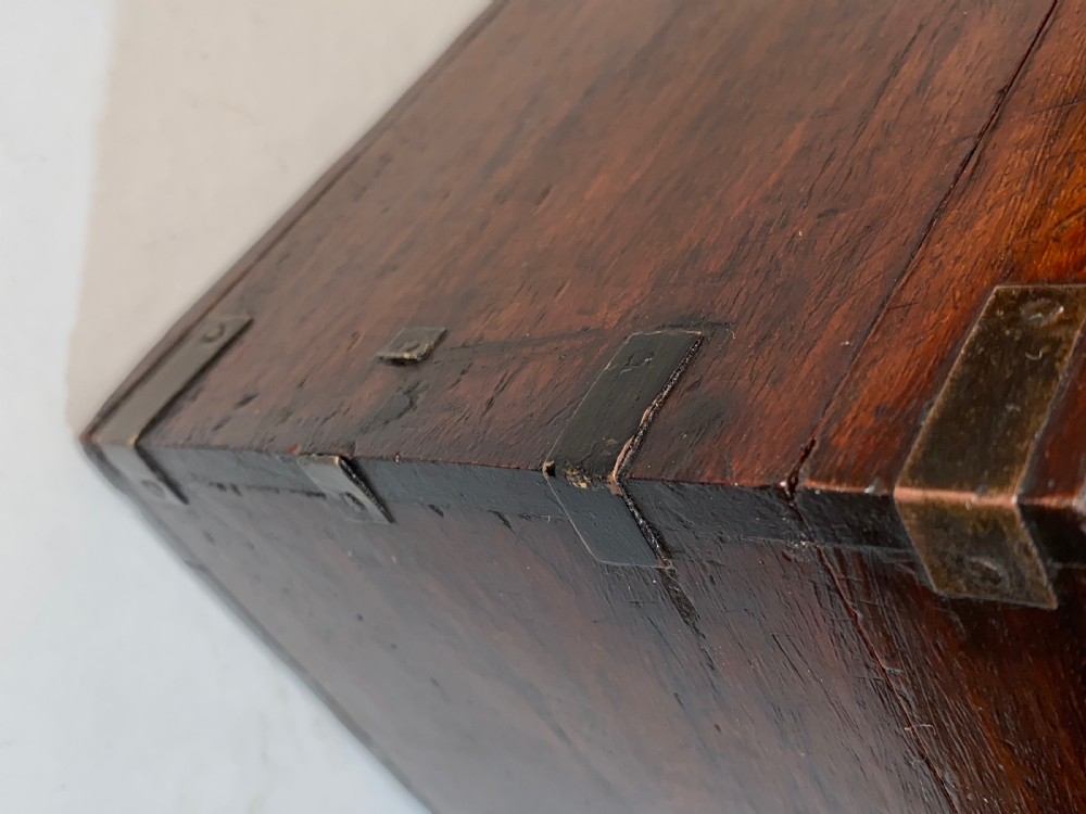 Very Large Teak and Bone Inlaid Cigar Box. Circa 1900 View IV