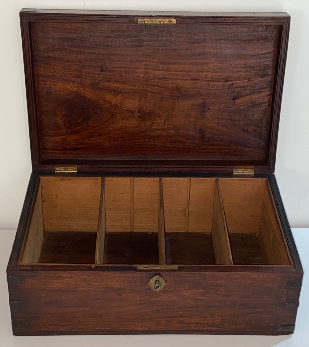 Very Large Teak and Bone Inlaid Cigar Box. Circa 1900 View V
