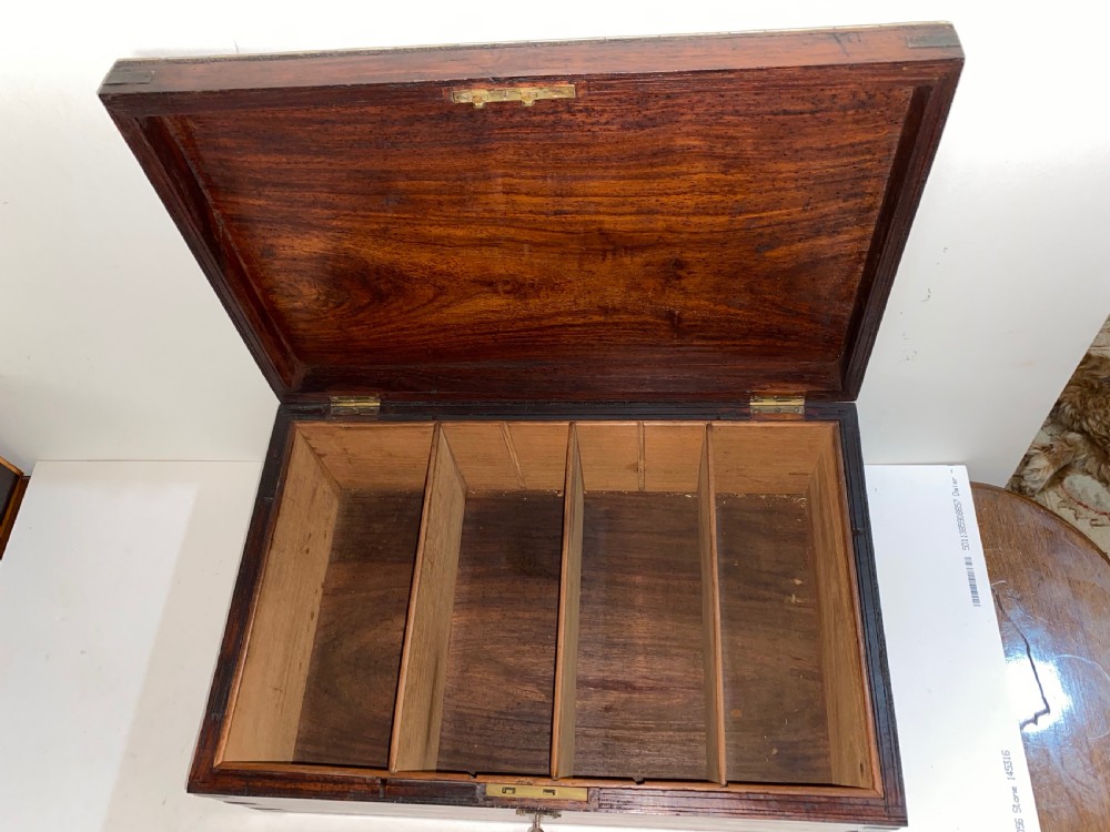 Very Large Teak and Bone Inlaid Cigar Box. Circa 1900 View VI