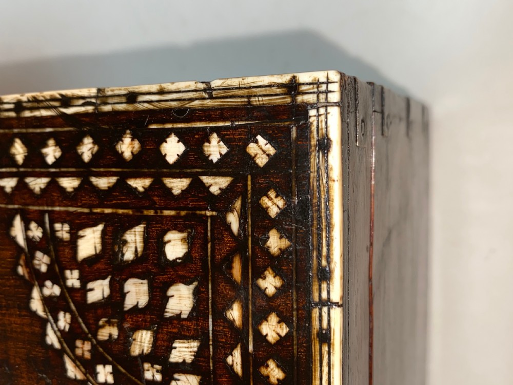 Very Large Teak and Bone Inlaid Cigar Box. Circa 1900 View VIII
