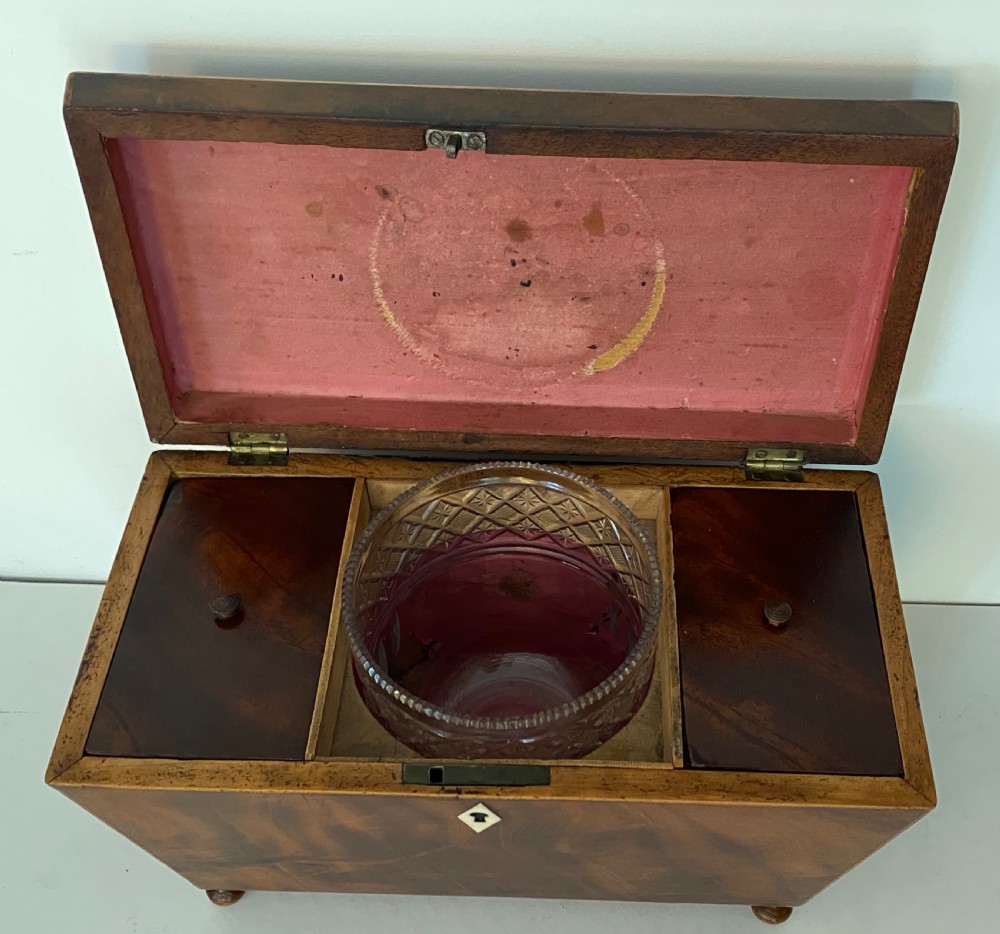 George III Mahogany and Satinwood Tea Caddy. View IV