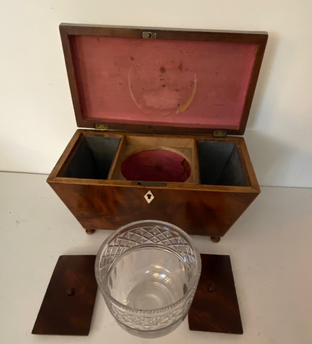 George III Mahogany and Satinwood Tea Caddy. View V