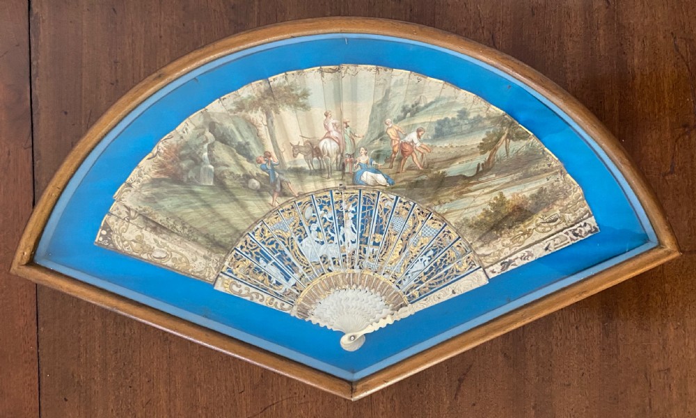 Continental Hand Painted and Framed Fan. Late 18th Century. View III