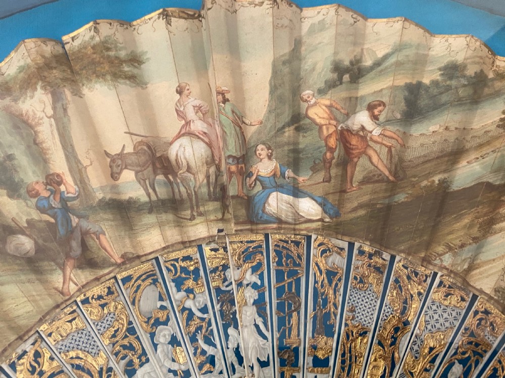 Continental Hand Painted and Framed Fan. Late 18th Century. View X