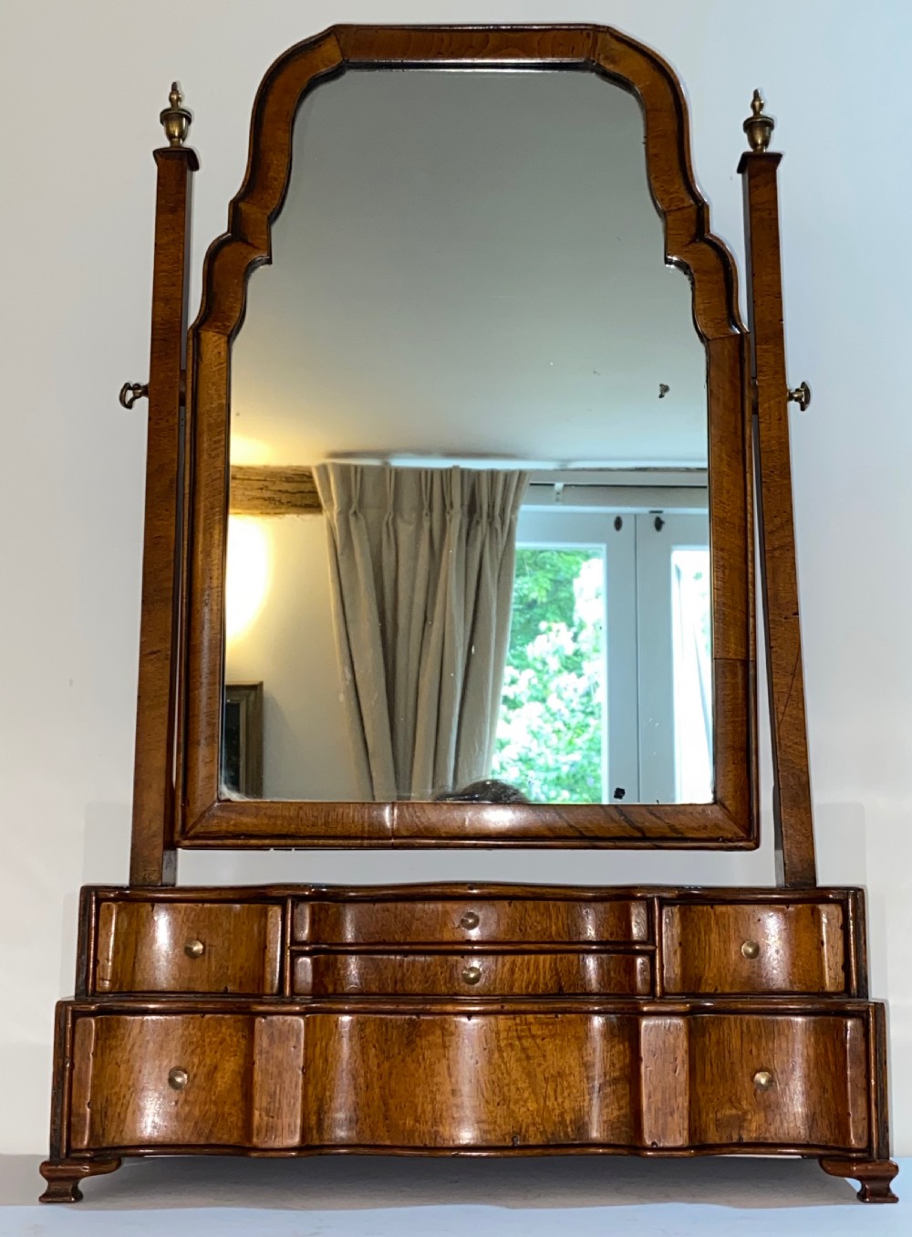 George III Walnut Vanity Mirror 