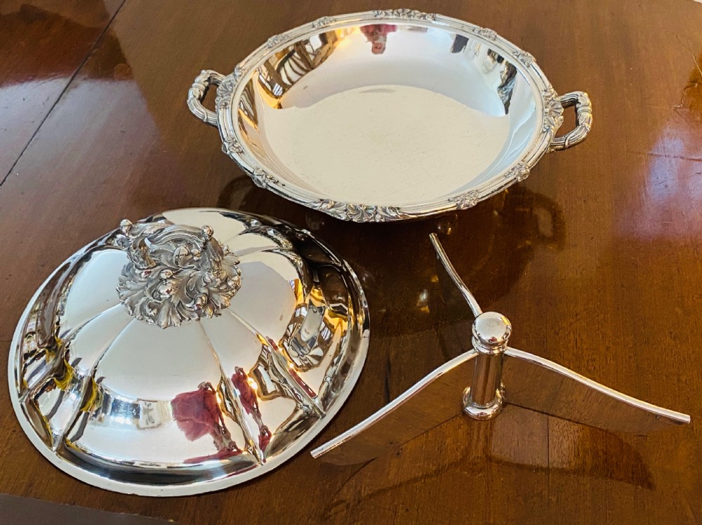 Silver Plated Warming Dish. 19th Century View IV