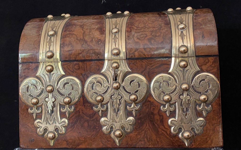 Burr Walnut and Brass Bound Correspondence Box View II