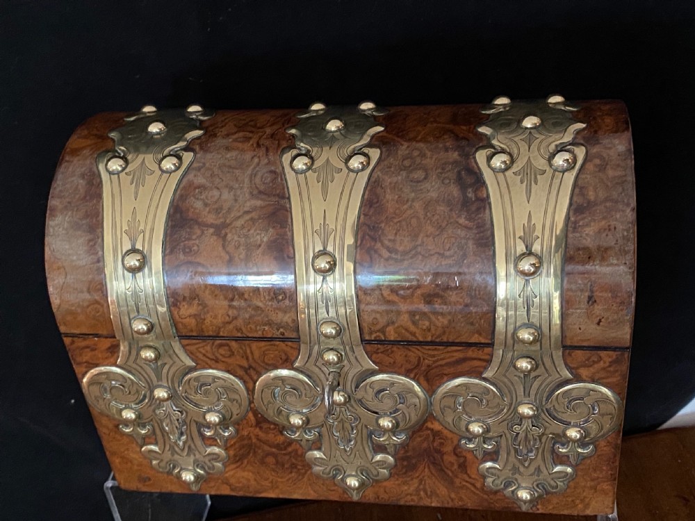 Burr Walnut and Brass Bound Correspondence Box View IV
