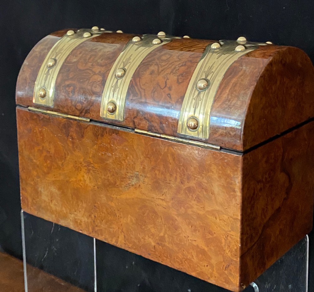 Burr Walnut and Brass Bound Correspondence Box View V