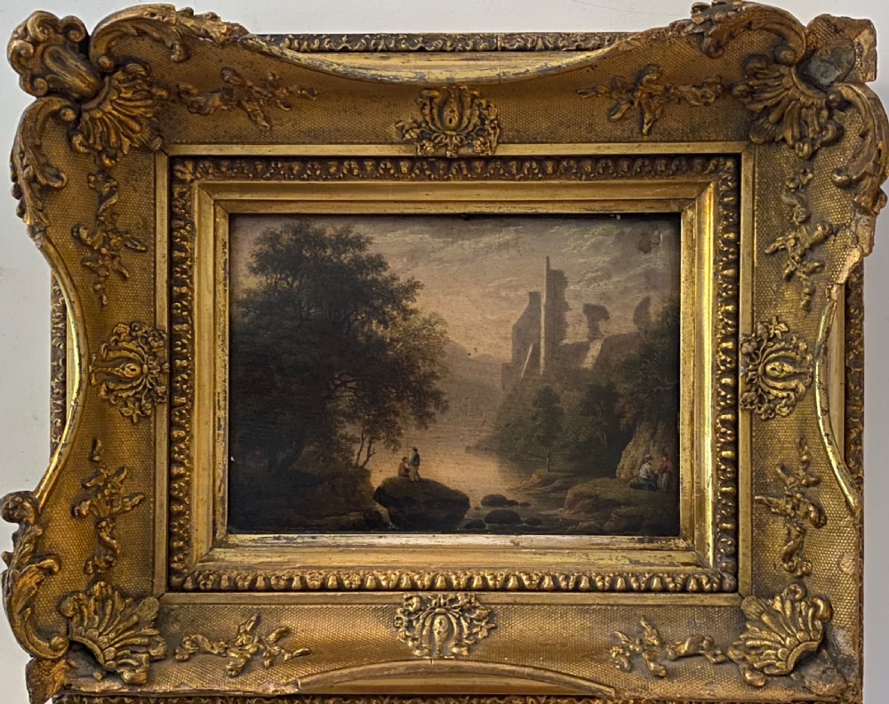 Oil on Board of Roslin Castle Circa 1850