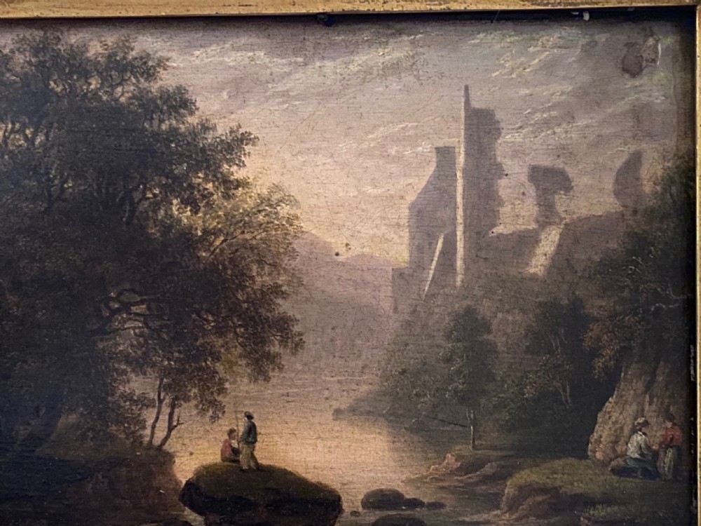 Oil on Board of Roslin Castle Circa 1850 View II