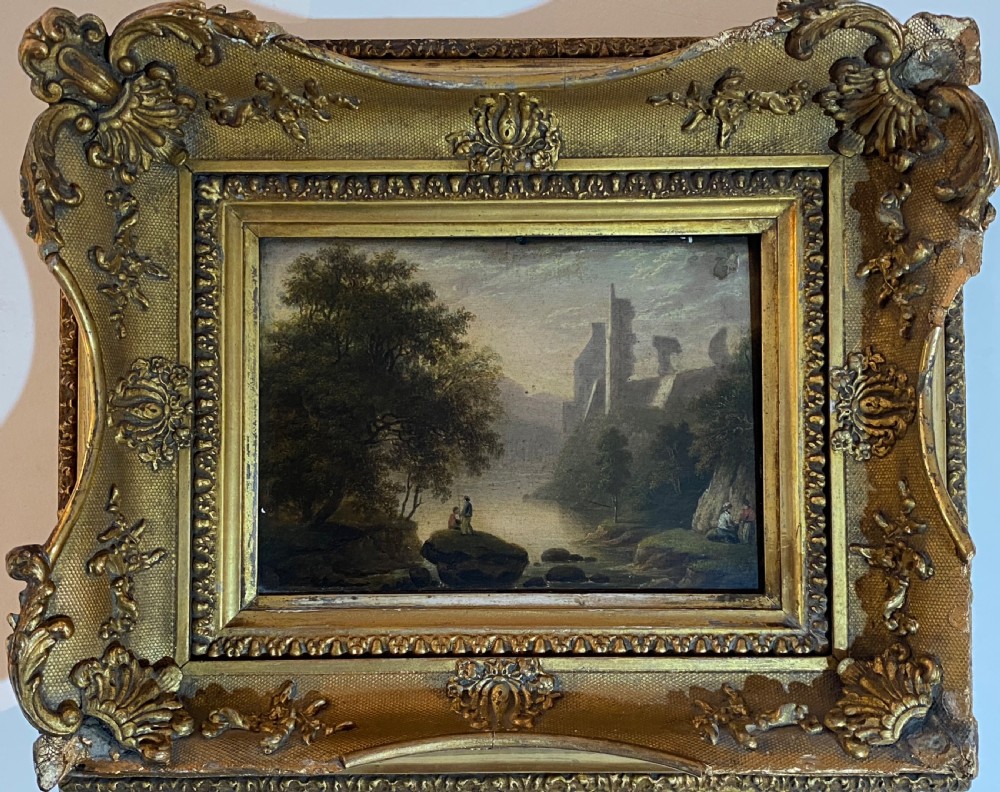 Oil on Board of Roslin Castle Circa 1850 View III