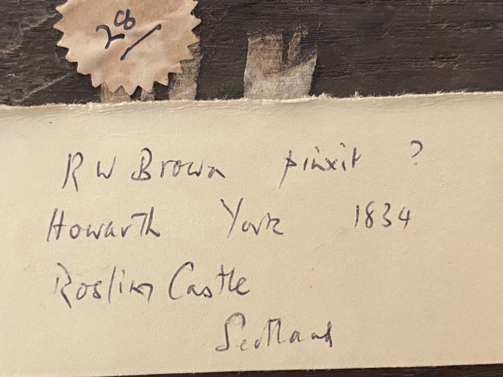 Oil on Board of Roslin Castle Circa 1850 View IX