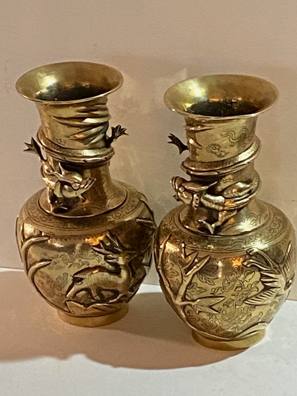 Chinese Gilt Bronze Vases (Pair) View II