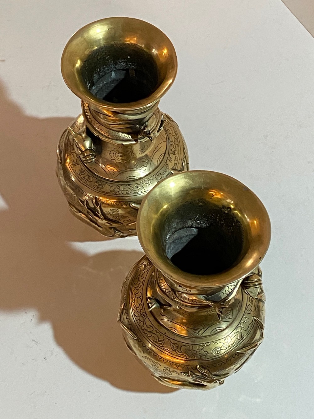 Chinese Gilt Bronze Vases (Pair) View VI